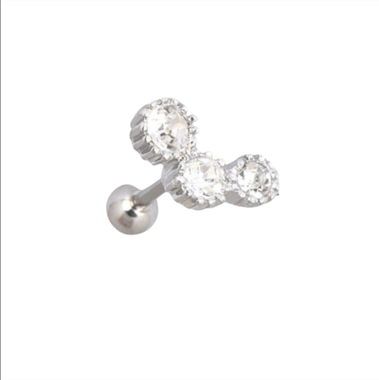 Three dot on line - Örhänge med stenar - Stål - Skruvplopp