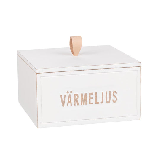 Låda för värmeljus i vitt trä
